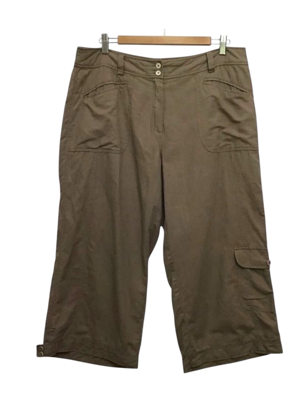 OLSEN Europe Anna linen blend pedal pusher pants crop wedge size 10 wide legs